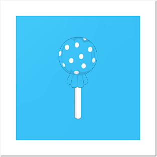 Blue polka dot lollipop Posters and Art